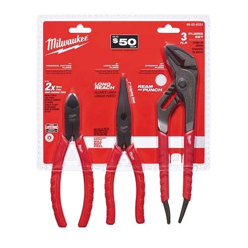 Milwaukee Tools Milwaukee 3 Piece Comfort Grip Pliers Kit 48-22-6331 3 Milwaukee Tools Milwaukee 3 Piece Comfort Grip Pliers Kit 48-22-6331