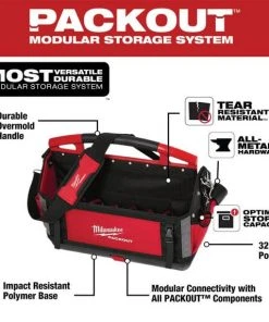 Milwaukee Tools Milwaukee 20" PACKOUT Open Tote Tool Bag 32 Pockets 48-22-8320 -Milwaukee Tool-shop 48 22 8320 3