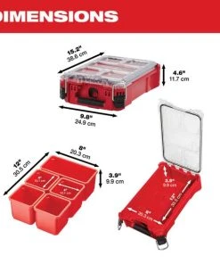 Milwaukee Tools Milwaukee PACKOUT Compact Organizer 48-22-8435 -Milwaukee Tool-shop 48 22 8435 dimensions