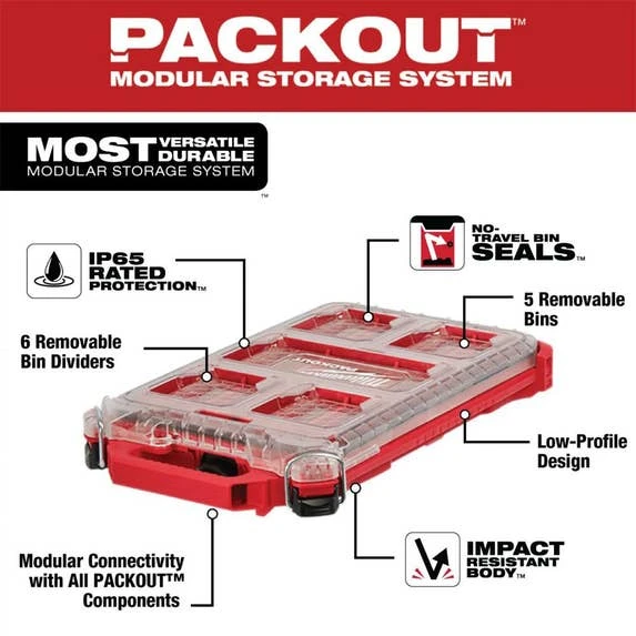 Milwaukee Tools Milwaukee Compact Low Profile Packout Organizer 48-22-8436 5 Milwaukee Tools Milwaukee Compact Low Profile Packout Organizer 48-22-8436 - Image 3