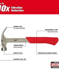 Milwaukee Tools Milwaukee 16oz Smooth Face Hybrid Claw Hammer 48-22-9018 9 Milwaukee Tools Milwaukee 16oz Smooth Face Hybrid Claw Hammer 48-22-9018 -Milwaukee Tool-shop 48 22 9018 3
