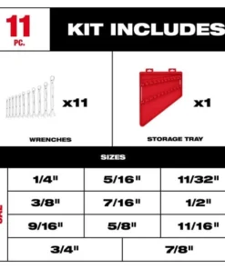 Milwaukee Tools Milwaukee 11pc SAE Combination Wrench Set 48-22-9411 9 Milwaukee Tools Milwaukee 11pc SAE Combination Wrench Set 48-22-9411 -Milwaukee Tool-shop 48 22 9411 4