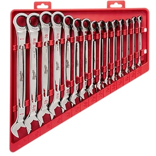 Milwaukee Tools Milwaukee SAE Ratcheting Combination Wrench 15 Piece Set 48-22-9416 3 Milwaukee Tools Milwaukee SAE Ratcheting Combination Wrench 15 Piece Set 48-22-9416