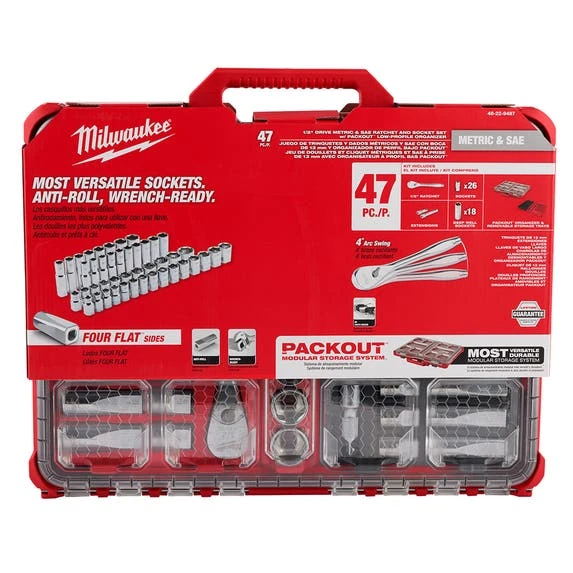 Milwaukee Tools Milwaukee 47pc 1/2" Drive Ratchet & Socket Set With PACKOUT™ Organizer 48-22-9487 6 Milwaukee Tools Milwaukee 47pc 1/2" Drive Ratchet & Socket Set With PACKOUT™ Organizer 48-22-9487 - Image 4