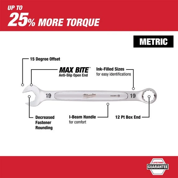 Milwaukee Tools Milwaukee 11pc Metric Combination Wrench Set 48-22-9511 4 Milwaukee Tools Milwaukee 11pc Metric Combination Wrench Set 48-22-9511 - Image 2