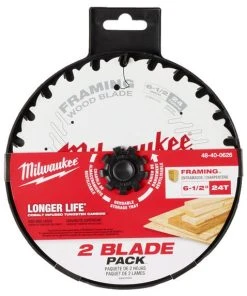 Milwaukee Tools Milwaukee 6-1/2” 24T Framing Circular Saw Blade 2PK 48-40-0626
