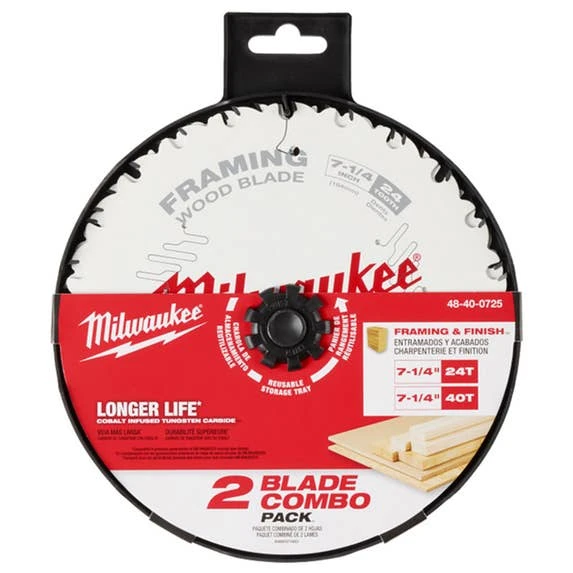 Milwaukee Tools Milwaukee 7-1/4" 24T & 40T Circular Saw Blade 2PK 48-40-0725 3 Milwaukee Tools Milwaukee 7-1/4" 24T & 40T Circular Saw Blade 2PK 48-40-0725