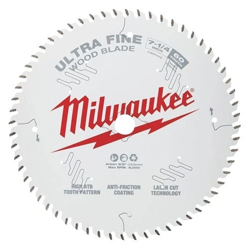 Milwaukee Tools Milwaukee 7-1/4" 60 Tooth Ultra Fine Finish Circular Saw Blade 48-41-0730 3 Milwaukee Tools Milwaukee 7-1/4" 60 Tooth Ultra Fine Finish Circular Saw Blade 48-41-0730