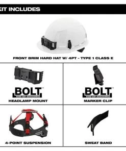 Milwaukee Tools Milwaukee White Front Brim Unvented Type 1 Class E Hard Hat W/ 4pt Ratcheting Suspension 48-73-1100 -Milwaukee Tool-shop 48 73 1100 6 vqoqyerlj0ontplk