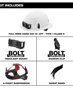 Milwaukee Tools Milwaukee White Full Brim Unvented Type 1 Class E Hard Hat W/ 4pt Ratcheting Suspension 48-73-1101 -Milwaukee Tool-shop 48 73 1101 6 tgjekiznl7bqxkl2