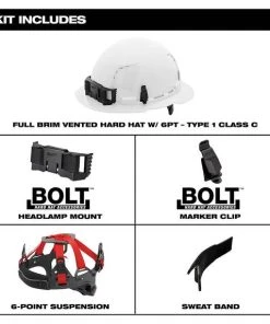 Milwaukee Tools Milwaukee White Full Brim Vented Type 1 Class C Hard Hat W/ 6pt Ratcheting Suspension 48-73-1221 -Milwaukee Tool-shop 48 73 1221 5 3v3svs80h2cgr4ka