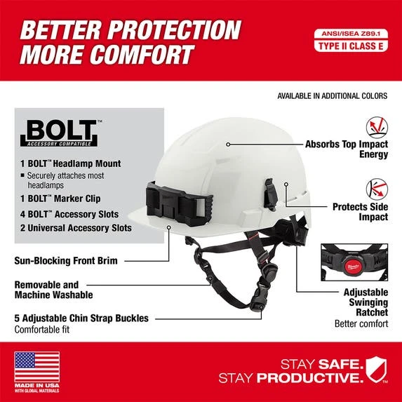 Milwaukee Tools Milwaukee Gray Front Brim Helmet With BOLT - Class E 48-73-1337 4 Milwaukee Tools Milwaukee Gray Front Brim Helmet With BOLT - Class E 48-73-1337 - Image 2