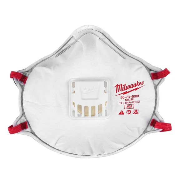 Milwaukee Tools Milwaukee N95 Disposable Valved Respirator W/ Gasket 48-73-4001 3 Milwaukee Tools Milwaukee N95 Disposable Valved Respirator W/ Gasket 48-73-4001