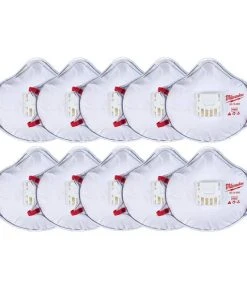 Milwaukee Tools Milwaukee N95 Disposable Valved Respirator W/ Gasket (10 Pack) 48-73-4004
