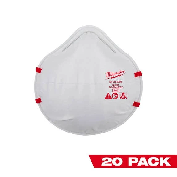 Milwaukee Tools Milwaukee N95 NIOSH Respirator (20 Pack) 48-73-4035 3 Milwaukee Tools Milwaukee N95 NIOSH Respirator (20 Pack) 48-73-4035