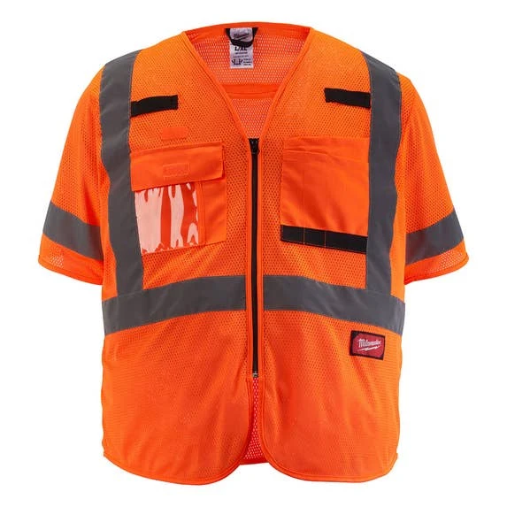 Milwaukee Tools Milwaukee Class 3 High Visibility Orange Mesh Safety Vest - 48-73-5135 3 Milwaukee Tools Milwaukee Class 3 High Visibility Orange Mesh Safety Vest - 48-73-5135