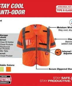Milwaukee Tools Milwaukee Class 3 High Visibility Orange Mesh Safety Vest - 48-73-5135 9 Milwaukee Tools Milwaukee Class 3 High Visibility Orange Mesh Safety Vest - 48-73-5135 -Milwaukee Tool-shop 48 73 5135 4