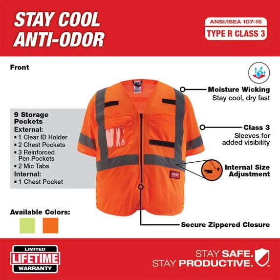 Milwaukee Tools Milwaukee Class 3 High Visibility Orange Mesh Safety Vest - 48-73-5135 6 Milwaukee Tools Milwaukee Class 3 High Visibility Orange Mesh Safety Vest - 48-73-5135 - Image 4
