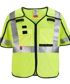 Milwaukee Tools Milwaukee AR/FR Cat. 1 Class 3 Breakaway High Visibility Yellow Mesh Safety Vest - ANSI/CSA 48-73-523
