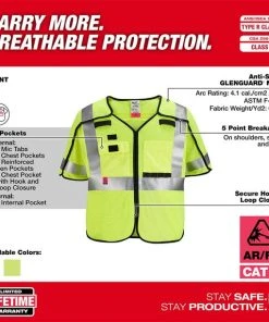 Milwaukee Tools Milwaukee AR/FR Cat. 1 Class 3 Breakaway High Visibility Yellow Mesh Safety Vest - ANSI/CSA 48-73-523 -Milwaukee Tool-shop 48 73 523 3