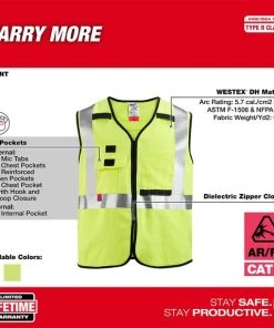Milwaukee Tools Milwaukee AR/FR Cat. 1 Class 2 High Visibility Yellow Safety Vest 48-73-530 -Milwaukee Tool-shop 48 73 530 3