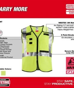 Milwaukee Tools Milwaukee AR/FR Cat. 1 Class 2 Breakaway High Visibility Yellow Safety Vest - ANSI/CSA 48-73-531 -Milwaukee Tool-shop 48 73 531 3