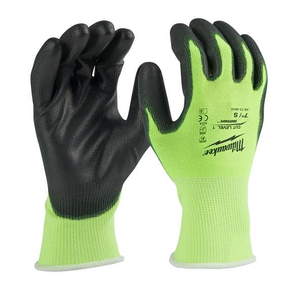 Milwaukee Tools Milwaukee High Visibility Cut Level 1 Polyurethane Dipped Gloves - 48-73-8910 3 Milwaukee Tools Milwaukee High Visibility Cut Level 1 Polyurethane Dipped Gloves - 48-73-8910