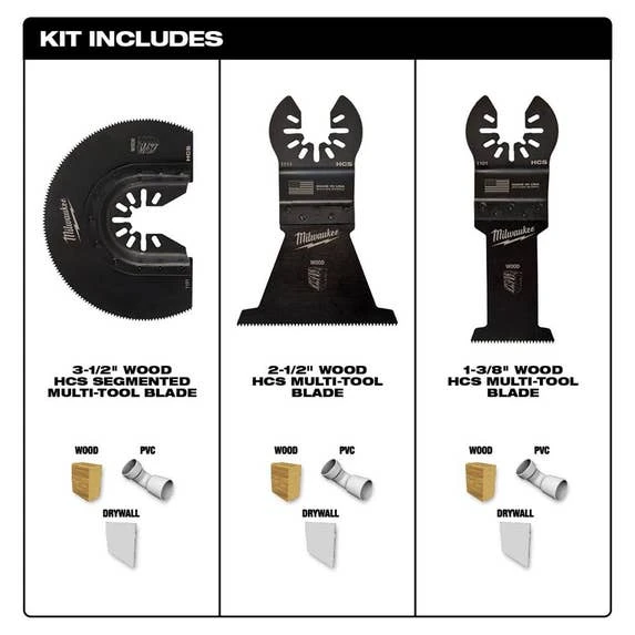 Milwaukee Tools Milwaukee Open-Lok 3 Piece Wood Cutting Multi-Tool Blade Variety Pack 49-10-9004 5 Milwaukee Tools Milwaukee Open-Lok 3 Piece Wood Cutting Multi-Tool Blade Variety Pack 49-10-9004 - Image 3