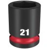 Milwaukee Tools Milwaukee Shockwave Impact Duty 1/2" Drive 21mm Standard 6 Point Socket 49-66-6253