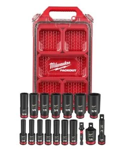Milwaukee Tools Milwaukee 17Pc. SHOCKWAVE Impact Duty 3/8" Drive SAE PACKOUT Deep Socket Set 49-66-6800