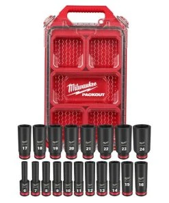 Milwaukee Tools Milwaukee 19Pc. SHOCKWAVE Impact Duty 3/8" Drive Metric PACKOUT Deep Socket Set 49-66-6801