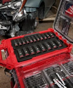 Milwaukee Tools Milwaukee 19Pc. SHOCKWAVE Impact Duty 3/8" Drive Metric PACKOUT Deep Socket Set 49-66-6801 10 Milwaukee Tools Milwaukee 19Pc. SHOCKWAVE Impact Duty 3/8" Drive Metric PACKOUT Deep Socket Set 49-66-6801 -Milwaukee Tool-shop 49 66 6801 4