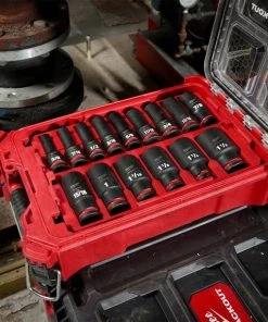 Milwaukee Tools Milwaukee 15Pc. SHOCKWAVE Impact Duty 1/2" Drive SAE PACKOUT Deep Socket Set 49-66-6802 -Milwaukee Tool-shop 49 66 6802 4