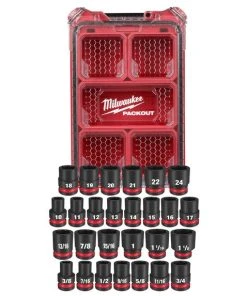 Milwaukee Tools Milwaukee 27Pc. SHOCKWAVE Impact Duty 1/2" Drive Metric & SAE PACKOUT Standard Socket Set 49-66-6804