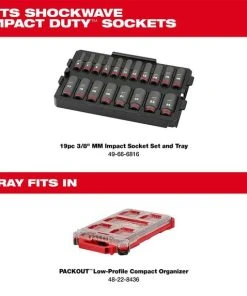 Milwaukee Tools Milwaukee 19Pc. SHOCKWAVE Impact Duty 3/8" Drive Metric PACKOUT Deep Socket Tray Set 49-66-6816 -Milwaukee Tool-shop 49 66 6816 3