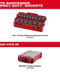Milwaukee Tools Milwaukee 15Pc. SHOCKWAVE Impact Duty 1/2" Drive SAE PACKOUT Deep Socket Tray Set 49-66-6817 -Milwaukee Tool-shop 49 66 6817 3
