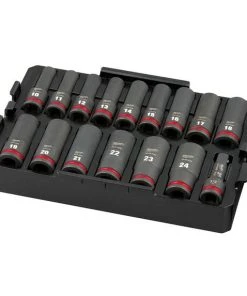 Milwaukee Tools Milwaukee 16Pc. SHOCKWAVE Impact Duty 1/2" Drive Metric PACKOUT Deep Socket Tray Set 49-66-6818