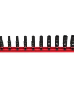 Milwaukee Tools Milwaukee 10 Piece Shockwave Impact Duty 1/4" Drive SAE Deep 6 Point Socket Set 49-66-7001