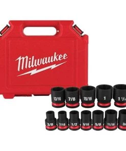 Milwaukee Tools Milwaukee 12 Piece Shockwave Impact Duty 1/2" Drive SAE Standard 6 Point Socket Set 49-66-7010