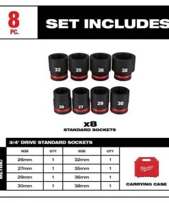 Milwaukee Tools Milwaukee 8 Piece Shockwave Impact Duty 3/4" Drive Metric Standard 6 Point Socket Set 49-66-7019 -Milwaukee Tool-shop 49 66 7019 3 ozalrfd0sc29lohh