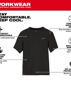 Milwaukee Tools Milwaukee Hybrid Short Sleeve Work Tee - Black 603B -Milwaukee Tool-shop 603b 5