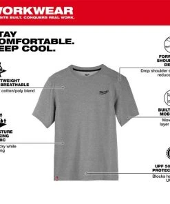 Milwaukee Tools Milwaukee Hybrid Short Sleeve Work Tee - Gray 603G -Milwaukee Tool-shop 603g 5