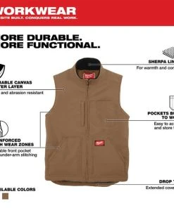 Milwaukee Tools Milwaukee Heavy Duty Sherpa-Lined Vest - Brown 801BR 12 Milwaukee Tools Milwaukee Heavy Duty Sherpa-Lined Vest - Brown 801BR -Milwaukee Tool-shop 801br 6