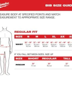 Milwaukee Tools Milwaukee GRIDIRON™ Zip-to-Thigh Bib Overall 261B 14 Milwaukee Tools Milwaukee GRIDIRON™ Zip-to-Thigh Bib Overall 261B -Milwaukee Tool-shop bib size guide