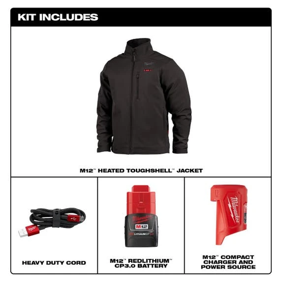 Milwaukee Tools Milwaukee M12 Heated ToughShell Black Jacket Kit 204B-21 14 Milwaukee Tools Milwaukee M12 Heated ToughShell Black Jacket Kit 204B-21 - Image 12