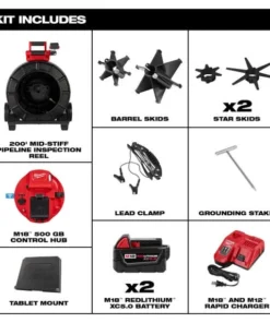 Milwaukee Tools Milwaukee M18 200’ Mid-Stiff Pipeline Inspection System 2975-22 -Milwaukee Tool-shop kit includes 2975 22