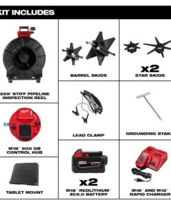 Milwaukee Tools Milwaukee M18 325’ Stiff Pipeline Inspection System 2976-22 -Milwaukee Tool-shop kit includes 2976 22