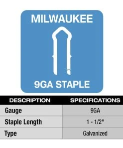Milwaukee Tools Milwaukee 1.5" 9 Gauge Galvanized Staples (Box Of 960) MPU112-960 -Milwaukee Tool-shop mpu112 960 3