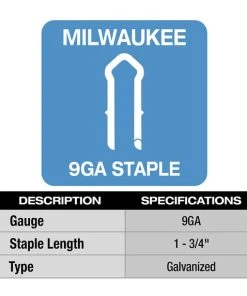 Milwaukee Tools Milwaukee 1.75" 9 Gauge Galvanized Staples (Box Of 960) MPU134-960 -Milwaukee Tool-shop mpu134 960 3
