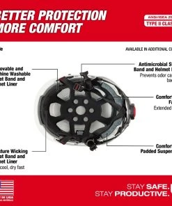 Milwaukee Tools Milwaukee Gray Helmet With BOLT - Class E 48-73-1335 11 Milwaukee Tools Milwaukee Gray Helmet With BOLT - Class E 48-73-1335 -Milwaukee Tool-shop safety helmet walk around inside